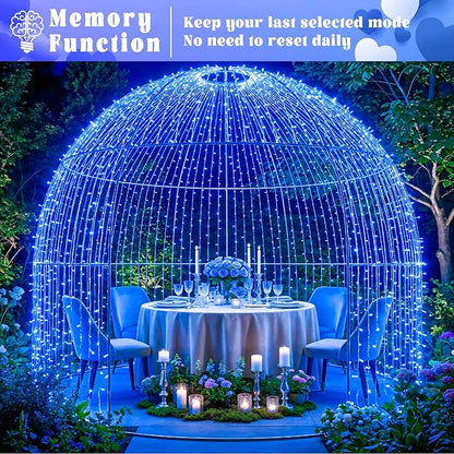 165FT 500 LED Outdoor String Lights, Plug in Christmas Lights Indoor Waterproof, 8 Modes Twinkle Fairy Lights Clear Wire for Outside Bedroom House Patio Xmas Tree Party Decorations, Blue