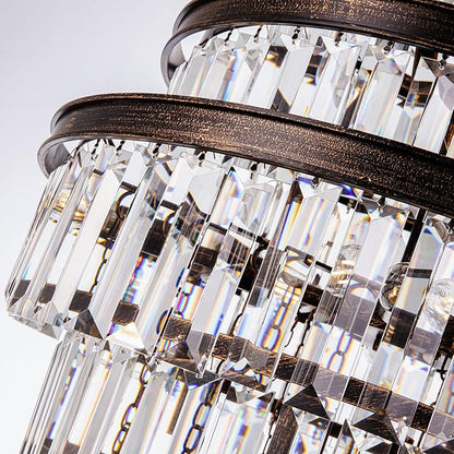 Wellmet Antique Gold Crystal Chandelier, 7-Tier Large Vintage Luxury Crystal Chandelier, Bronze Crystal Pendant Light for Living Room, Dining Table, Foyer, Drawing Room, Hallway, Entryway, Restaurant
