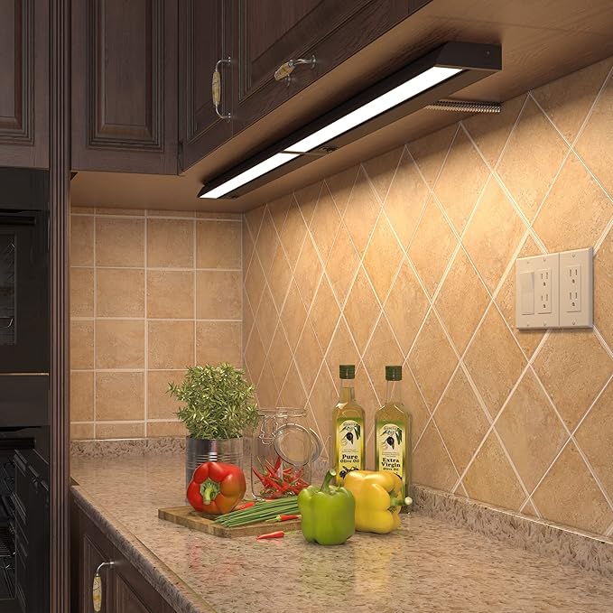 GETINLIGHT 18-inch Swivel LED Under Cabinet Lights, Glass Lens, Selectable White 2700K/4000K/5000K, Dimmable with Wall Dimmers,Bronze Finish, IN-0202-2-BZ