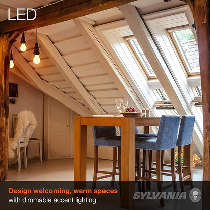 Sylvania A19 LED Vintage Light Bulb, 40W Equivalent Efficient 4.5W, 13 Year, 380 Lumens, Dimmable, Amber Glow - 2 Pack (75347)