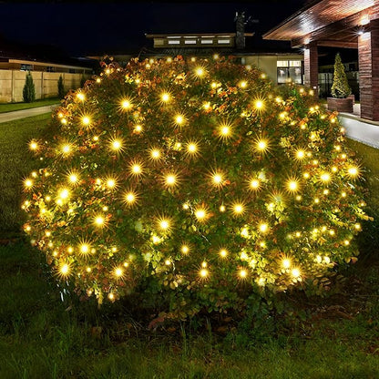 Dirnun Led Christmas Net Lights Outdoor Christmas Lights WarmWhite 160LED 5ftx7ft, Waterproof Outdoor Indoor Fairy Mesh Net Light for Xmas Party, Yard, Patio, Trees, Shrubs, Bushes Decorations