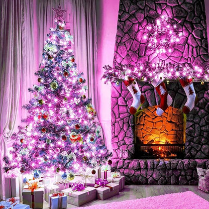 100FT 300 LED Christmas Lights, Pink Outdoor String Lights with 8 Modes Waterproof, Plug in Connectable String Twinkle Lights Green Wire for Indoor Patio Garden Love Party Decorations