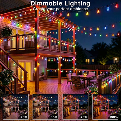 AHRLHR 300FT RGB+IC Outdoor String Lights,Outside Light Dimmable Shatterproof LED Bulbs,Balcony, Outdoor Living， IP67 Waterproof Chasing Effect Lighting DreamColor Patio Strip Lights for Backyard