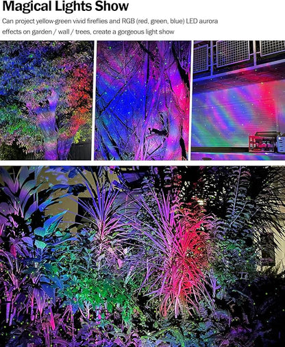 Firefly Garden Lights Star Projector Laser Christmas Lights with Colorful LED Background Light