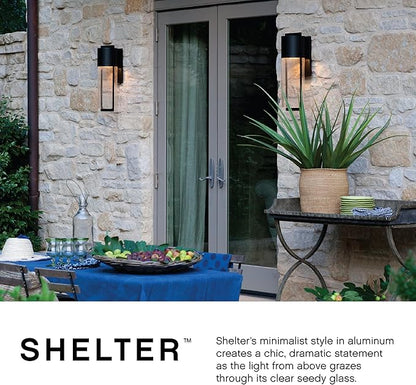 Hinkley Shelter Medium Outdoor Wall Mount Lantern, Minimalist Style, Dark Sky-Compliant, Solid Aluminum/Clear Seedy Glass, Hematite