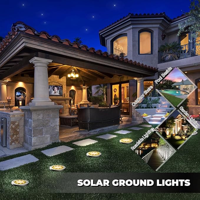 DUUDO 4.6in Solar Lights Outdoor Waterproof 10Pack, Solar Garden Lights Pathway Light Bright In-Ground Light Landscape Lighting Outdoor Garden Decor for Yard, Patio, Driveway, Walkway Warm Light