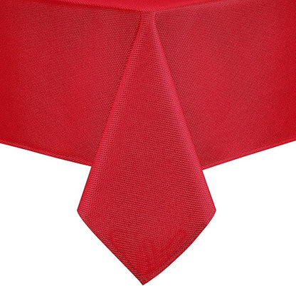 Hiasan 60 X 120 Inch Rectangle Textured Tablecloth - Waterproof Spillproof Antiwrinkle Jacquard Table Cloth for Kitchen and Dining Dinner, Outdoor Picnic, Holiday and Parties, Red