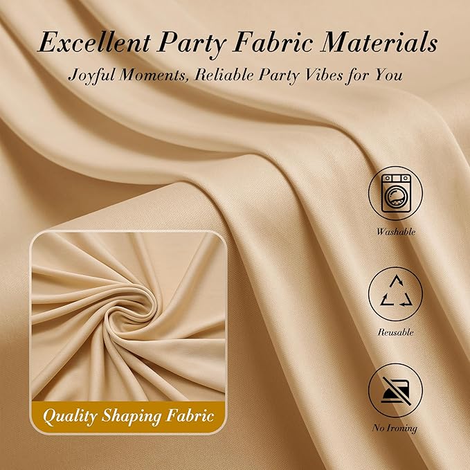 10 ft x 10 ft Wrinkle Free Champagne Backdrop Curtain for Parties, 2 Panels 10ft Polyester Champagne Photo Backdrop Drapes for Graduation Birthday Wedding Party Stage Curtains