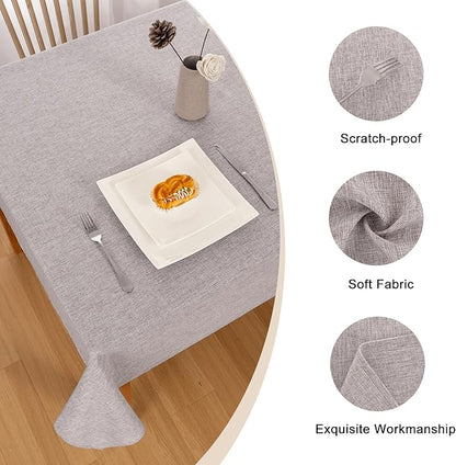 Hiasan Faux Linen Rectangle Tablecloth - Wrinkle and Stain Resistant Washable Table Cloth for Kitchen Dining Room Holiday Table Cover for Party Dinner, Stone, 54 x 80 Inch