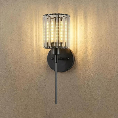 1- Pack Crystal Battery Operated Wall Sconces, Brushed Gold Rechargeable Wireless Wall Sconce Lights with Dimmable Bulbs and Remote, 12 Colors and 3CCT Dimmable Crystal Lamps for Living Bedroom
