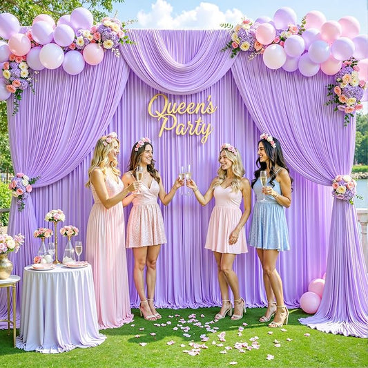 10x10 Lavender Backdrop Curtain for Parties Wedding Wrinkle Free Light Purple Photo Curtains Backdrop Drapes Fabric Decoration for Baby Shower Photoshoot 5ft x 10ft,2 Panels