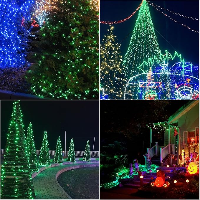 LAMPHOME 66ft St Patrick's Day Decorations String Lights,200 LED Green Wire Fairy Starry String Lights Plug in, 16Lighting Modes, for Indoor Outdoor Xmas Tree Wedding Party Decoration (Green)