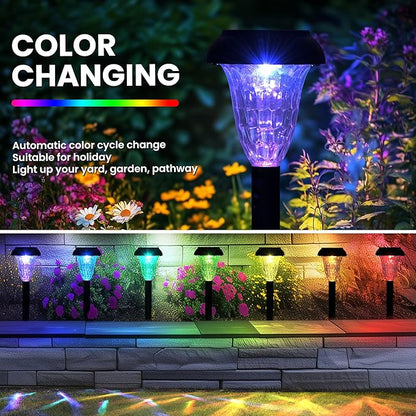 TISEJOY Solar Pathway Lights Outdoor Waterproof 8 Pack Color Changing Garden Light for Yard Patio Driveway Walkway Lawn Landscape Lighting for Outdoor 4th of July Decorations