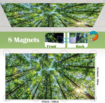 6 Pcs Fluorescent Light Covers for Ceiling Lights with 48 Magnets Decorative Magnetic Light Filters for Classroom Office Kitchen Decoration(Forest)