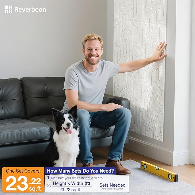 6 PCS Acoustic Panels, 23.6x23.6 Inch Sound Absorbing Panels, Decorative Acoustic Wall Panels for Recording and Home Studio, Office with Double-Sided Adhesive Tape