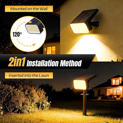 Solar Spot Lights Outdoor, [6 pack/118 LED] 4 Modes Auto On/Off Solar Landscape Spotlights, Ip67 Waterproof Solor Powered Pathway Lights for Outside Yard Garden Walkway Tree Patio (Warm White)