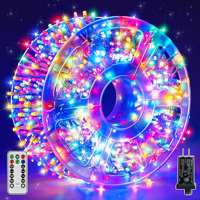 Guhope Christmas String Lights Indoor 1200LED 196FT, Waterproof Outdoor String Lights with Remote and Timer, 8 Modes Dimmable Christmas Lights for Indoor Outdoor Party Holiday Decorations (Multicolor)