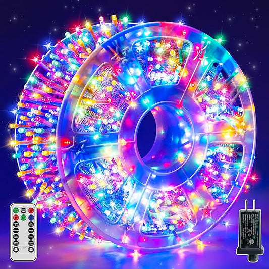 Guhope Christmas String Lights Indoor 1200LED 196FT, Waterproof Outdoor String Lights with Remote and Timer, 8 Modes Dimmable Christmas Lights for Indoor Outdoor Party Holiday Decorations (Multicolor)