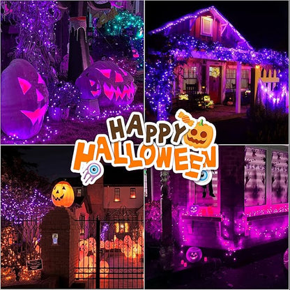 LAMPHOME 66FT 200LED Purple String Lights, 16 Modes Deep-Violet Purple LED Lights, Indoor Outdoor Christmas Lights Plug in, Halloween String Lights for Tree Bedroom Garden Yard Xmas Party Decor
