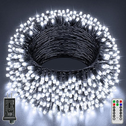 Guhope Christmas Lights 66FT 200 LED, Christmas Tree Light with 8 Lighting Modes, Outdoor Waterproof String Lights with Remote and Timer, Fairy Light for Holiday Decor (Cool White)