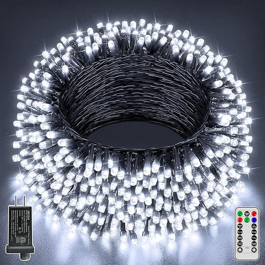 Guhope Christmas Lights 66FT 200 LED, Christmas Tree Light with 8 Lighting Modes, Outdoor Waterproof String Lights with Remote and Timer, Fairy Light for Holiday Decor (Cool White)