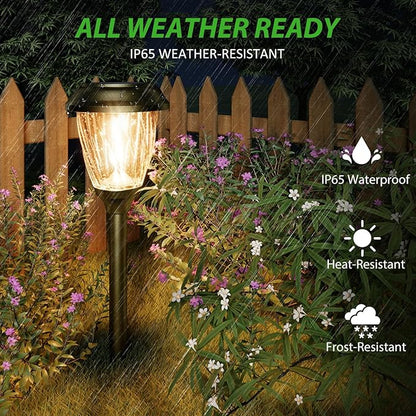 XMCOSY+ Solar Pathway Lights Outdoor, Warm White 10/25 LM Glass Solar Lights for Yard, Patio & Walkway, Waterproof Landscape Lighting with Auto On/Off, Decorative Garden Lights for Lawn & Driveway