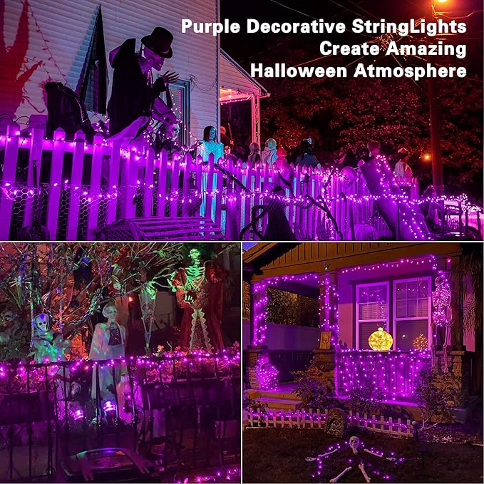 Brizled Purple String Lights, 33ft 100 LED Christmas Lights Outdoor, Connectable Purple String Light 120V UL Certified Christmas Tree Light, Indoor Xmas Light for Xmas Tree Easter Halloween Party Home