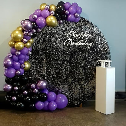 HILAVO Purple Black and Gold Balloon Arch Kit Graduation Balloon Garland Dark Purple and Gold Metallic Black Confetti Balloons for Retirement Wednesday Birthday Baby Shower Engagement Party Decoration