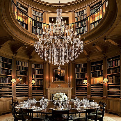 Wellmet Black Chandelier Light Fixture, Luxury Maria Theresa Crystal Chandeliers for High Ceiling Foyer, 24 Lights Hanging Pendant Light for Living Room EntryWay Hall Staircase Large 35.66" (Bronze)