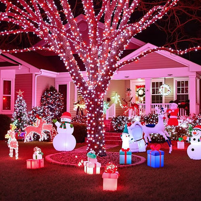 165FT 500 LED Outdoor String Lights, Plug in Christmas Lights Indoor Waterproof, 8 Modes Twinkle Fairy Lights Clear Wire for Room Xmas Patio Garden Tree Party Holiday Decorations, Red and White