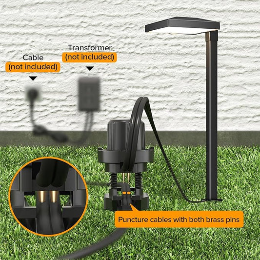 LUTEC 2 Pack Low Voltage Pathway Lights, Aluminum 12V Landscape Lighting with Connectors，IP65 Waterproof Anti-Glare Wired LED Pathway Lights, 5W 500LM Warm White 3000K for Pathway, Yard, Garden