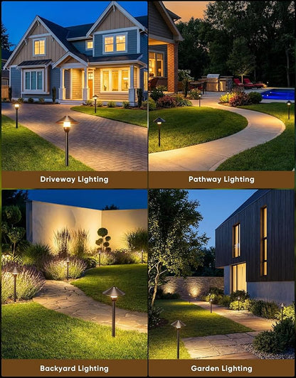 PARTPHONER Low Voltage Landscape Lighting 1-Pack, Aluminum 12V Pathway Lights with G4 Bulbs, Waterproof Oil Rubbed Bronze Color Round Shade Path Lights with Connectors for Walkway Yard Garden