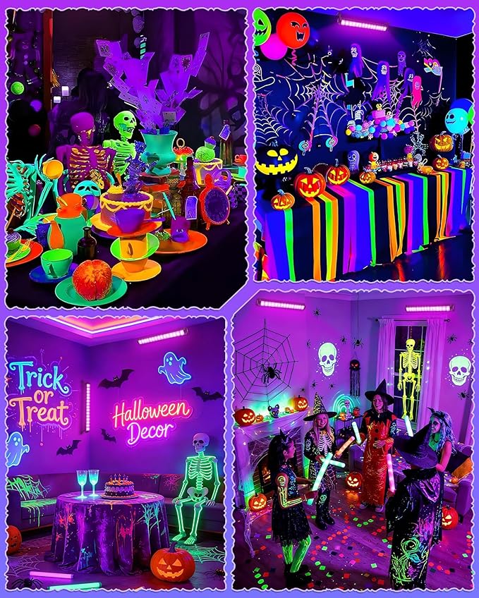 Upgraded 42W LED Black Light Bar, Blacklight Flood Light with Plug+Switch+5.9ft Cord, Light Up 24x24ft Area, for Halloween Glow Fluorescent Party Bedroom Game Room Body Paint Stage Lighting