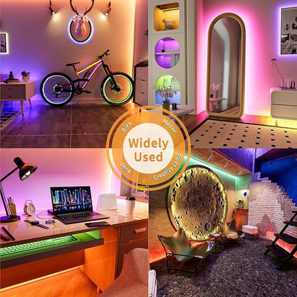 PAUTIX 5V USB COB RGB LED Strip Light 9.84ft/3m Color Changing Light Strips,TV Backlight Multicolor Flexible Under Cabinet Tape Lights with Bluetooth Control for Bedroom,Kitchen,Home DIY Lighting