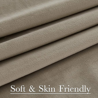 StangH Camel Beige Sliding Door Curtains - Super Soft Velvet Thermal Insulated Drapes Luxury Back Tab Privacy Room Dividers for Living Room Theater Store Office, W100 x L96, 1 Panel