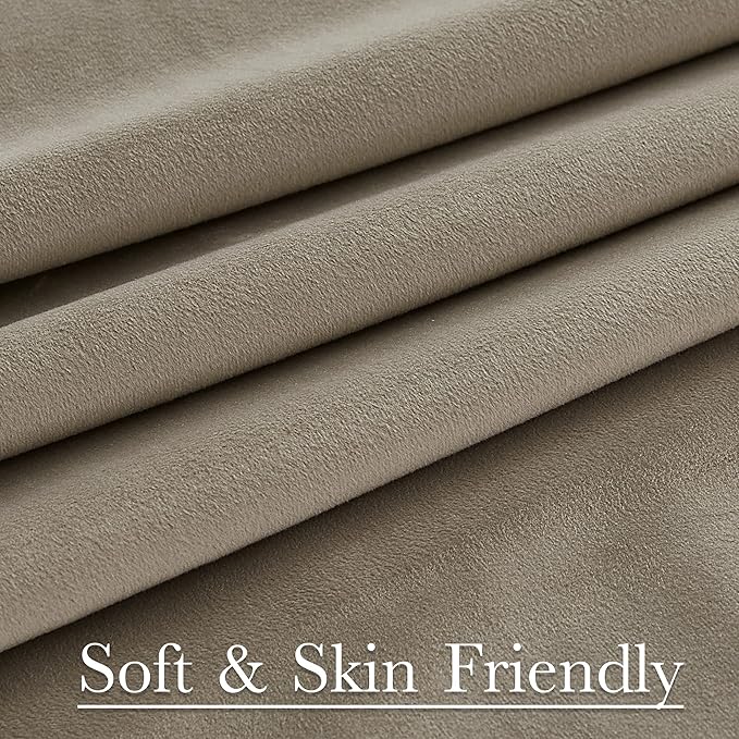 StangH Back Tab Camel Beige Curtains 108 inches Long, Extra Wide Soft Velvet Thermal Insulated Privacy Window Drapes for Nursery Bedroom/Sliding Door Living Room, W100 x L108, 1 Panel