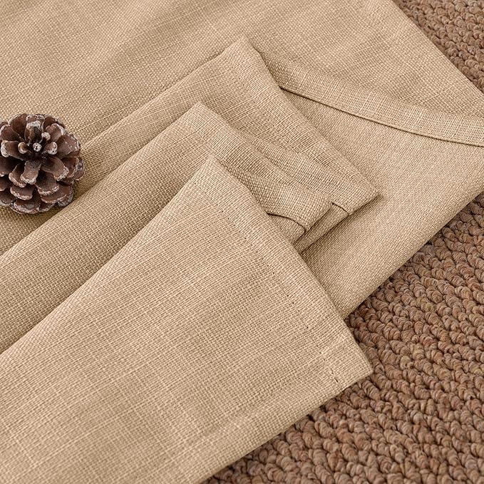 BGment Curtains 72 Inches Long for Living Room, Flax Linen Curtains Burlap Textured Thick Light Filtering Privacy Grommet Window Curtain Drapes for Bedroom, 2 Panels, 52 x 72 Inch, Tan