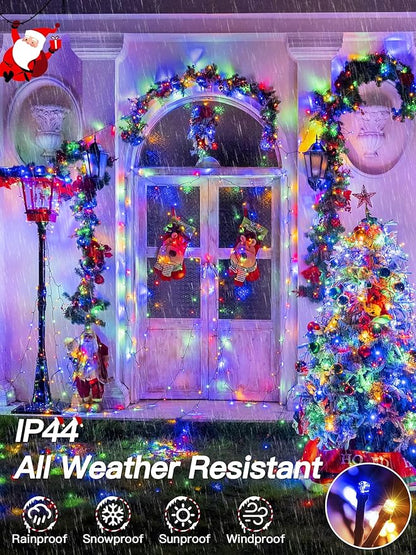 Guhope Christmas Lights 66FT 200 LED, Christmas Tree Light with 8 Lighting Modes, Outdoor Waterproof String Lights with Remote and Timer, Fairy Light for Holiday Decor (Multicolor)