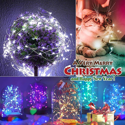 SmilingTown Christmas Fairy String Lights,15 Packs 20 LEDs Battery Operated 6.6FT Silver Copper Wire Starry String Light for DIY Bottle Jars Costume Wedding Party Easter Table Decorations (5 Colors)