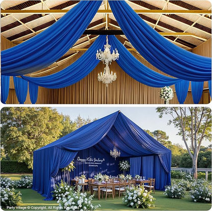 10ftx40ft Royal Blue Ceiling Curtain for Wedding Parties – 2 Panels Wrinkle-Free 40 FT Long Tent Draping Curtains for Wedding, Birthday & Theme Parties, 40ft Height with Rod Pocket