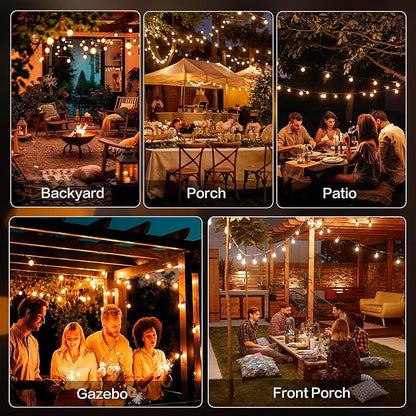 Outdoor String Lights 50FT with 25+2 G40 LED Bulbs, Shatterproof & Waterproof Patio Lights, Connectable Globe String Lights for Backyard Porch Deck Bistro Garden Party