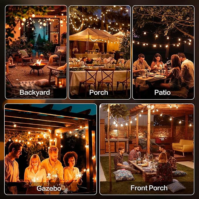 Outdoor String Lights 100FT with 50+2 G40 LED Bulbs, Shatterproof & Waterproof Patio Lights, Connectable Globe String Lights for Backyard Porch Deck Bistro Garden Party