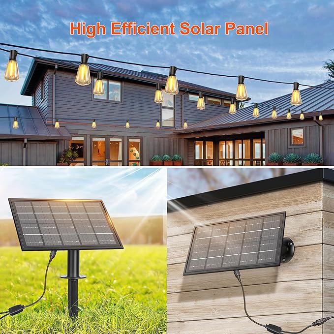 BLIATLUS 120FT Solar String Lights Outdoor Waterproof with Remote Control 30+2 Shatterproof LED ST38 Bulbs for Porch Garden Market Bistro Patio Backyard Fence