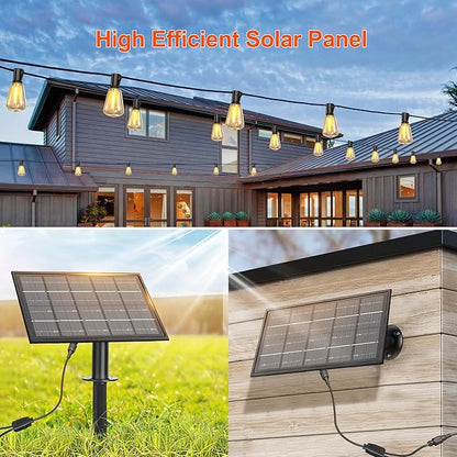 BLIATLUS 120FT Solar String Lights Outdoor Waterproof with Remote Control 30+2 Shatterproof LED ST38 Bulbs for Porch Garden Market Bistro Patio Backyard Fence