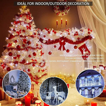 oopswow LED String Lights by White, 100LED Plug in Fairy String Lights with 8 Modes for Indoor and Outdoor Party Wedding Home Patio Lawn Garden Christmas Supplies-White