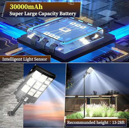 Ofuray Solar Street Lights Outdoor,Solar Security Flood Lights Parking Lot Lights Commercial Dusk to Dawn, 6500k Waterproof Led with Remote Control Motion for Street,Court,Barn (Of-3600W 218000Lm)