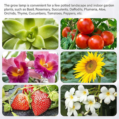 iPower 20W LED Plant Grow Light Strips Full Spectrum for Indoor Plants with Auto ON/Off 3/9/12H Timer, 10 Dimmable Levels 48 LEDs Per Light Strip, 2 Tubes