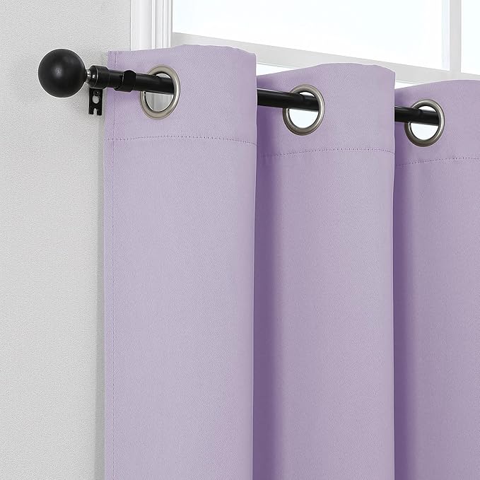 Simplebrand Lilac Short Cafe Curtains 36 Inch Length 2 Panels Set, Half Window Grommet Privacy Drape Tiers for Kitchen, Thermal Insulated Room Darkening Curtains for Bathroom Shades, W40 x L36