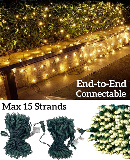 Led Christmas Net Lights for Bushes, 132LED 6FT x 6FT Connectable UL Certified Net Lights for Bushes Tree Shrubs Xmas Trunk Green Wire Christmas Decorations