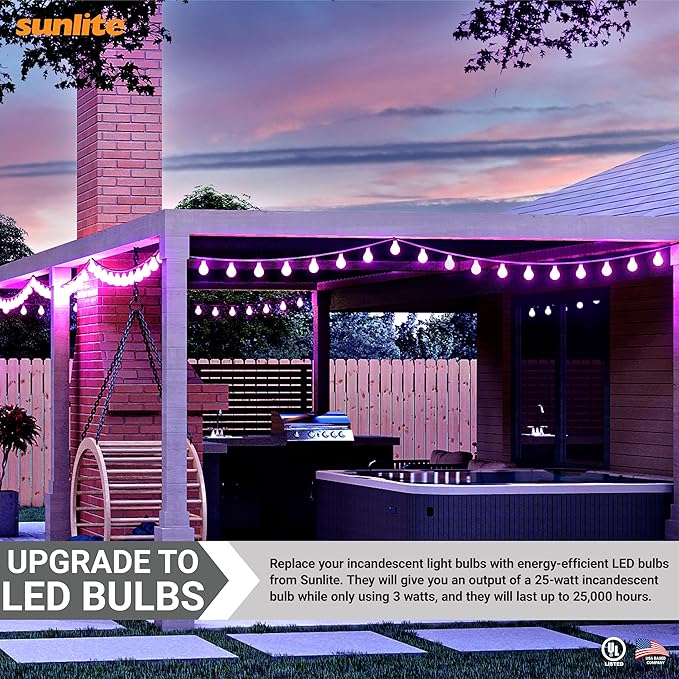 Sunlite LED A19 Colored Light Bulb, 3 Watts (25w Equivalent), E26 Medium Base, Non-Dimmable, UL Listed, Party Decoration, Holiday Lighting, Purple, 1 Count